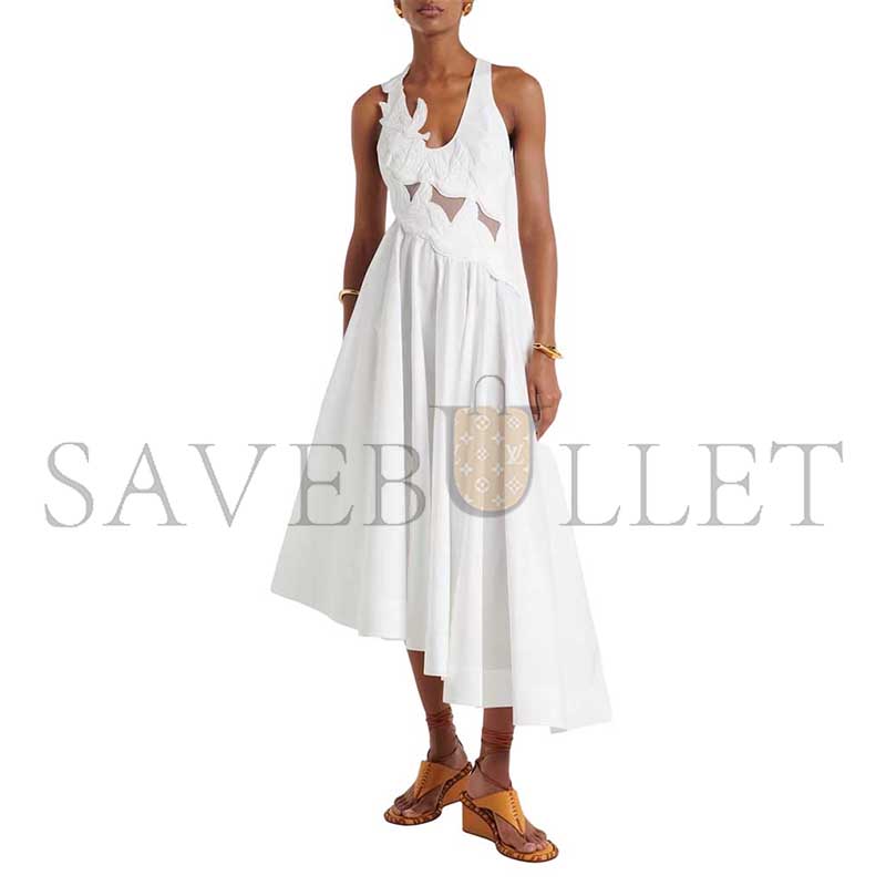 ZIMMERMANN LUNA PATCH-APPLIQUÉ COTTON MIDI DRESS 